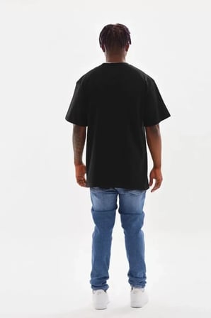 Unisex Baskılı Oversize T-shirt - Siyah