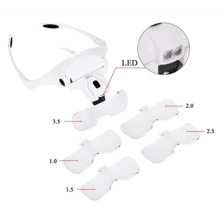 5 Lens 1.0x-3.5x 2led Işıklı İle Ayarlanabilir Gözlük Büyüteç 9892b2