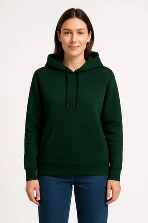 Üç İplik Kapüşonlu Kanguru Çepli SweatShirt Hoodie - Haki