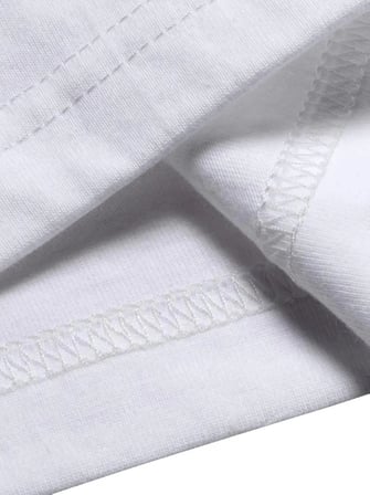 Baskılı Oversize Bisiklet Yaka T-shirt - Beyaz