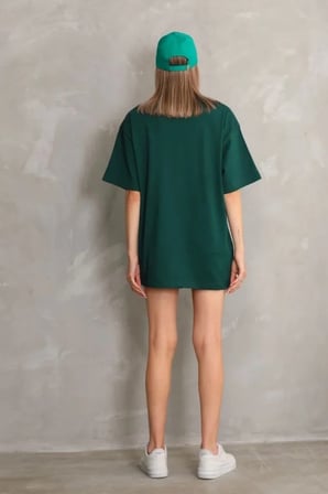 Regular Fit Tişört Bisiklet Yaka Yazlık Kısa Kol Basıc T-shirt - Yeşil