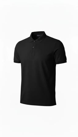 Erkek Pike Kumaş Düğmeli Yaka Regular Fit Günlük Kısa Kol Tişört T-shirt - Siyah