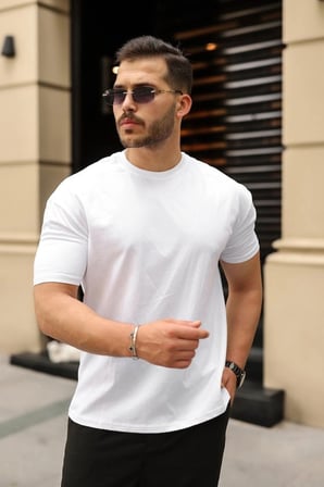 Erkek Kolları Dar Kesim Rahat Kalıp Basic Tişört