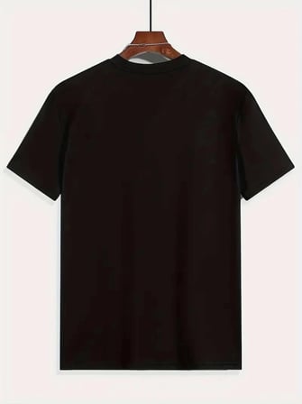 Baskılı Oversize Bisiklet Yaka T-shirt - Siyah
