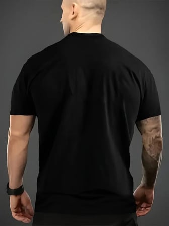 Baskılı Oversize Bisiklet Yaka T-shirt - Siyah