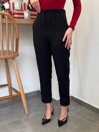 Kadın Üste Oturan Paçası Bilek Üzerinde Biten Atlas Kumaş Pantolon 36 (s) - 48 (4xl)
