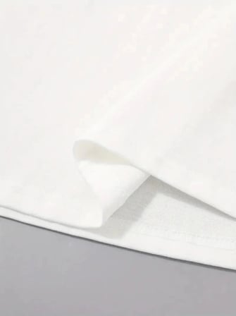 Baskılı Oversize Bisiklet Yaka T-shirt - Beyaz