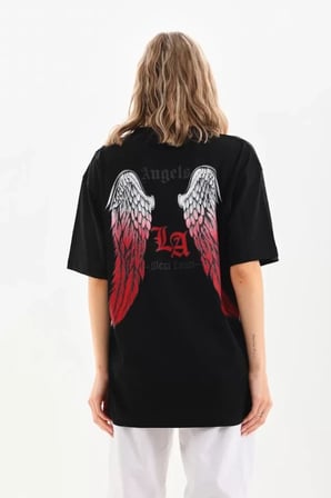 Unisex Baskılı Oversize T-shirt - Siyah