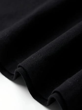 Baskılı Oversize Bisiklet Yaka T-shirt - Siyah