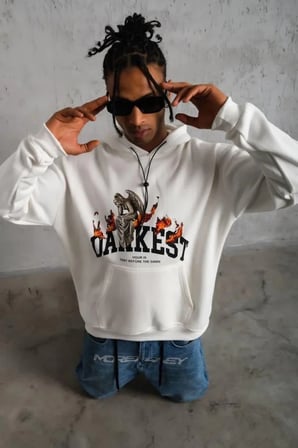 Erkek Dankes Baskılı Kapüşonlu Sweat - Beyaz