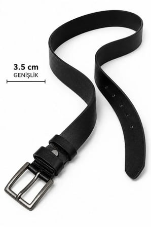 Erkek Hakiki Deri 3.5 Cm Klasik Kemer Metal Tokalı Günlük Ve Klasik Kullanım