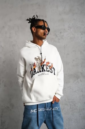 Erkek Dankes Baskılı Kapüşonlu Sweat - Beyaz