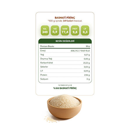 GLUTENSİZ BASMATİ PİRİNÇ 500 GRAM