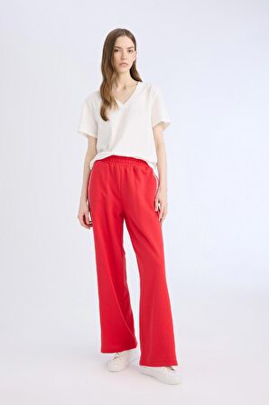 Coool Wide Leg Eşofman Altı Basic Düz Beli Lastikli Geniş Bol Paça