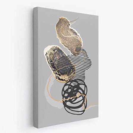 Geometrik Formda Mürekkep ve Alkol Elementli Kanvas Tablo-5180