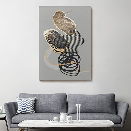 Geometrik Formda Mürekkep ve Alkol Elementli Kanvas Tablo-5180