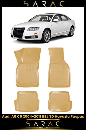 Audi A6 2008 Model Bej Araca Özel 3d Havuzlu Paspas