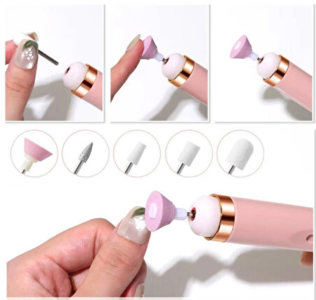  5in1 Usb Şarjlı Tırnak Törpü Seti Manikür Pedikür Protez Tırnak Ayak Nasır Ve Tırnak Mantar Makinesi
