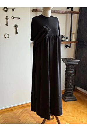 Bel Büzgülü Çift Bantlı Örme Elbise 2316 NAVRA |