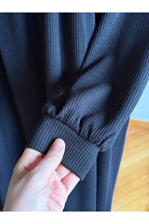 Bel Büzgülü Çift Bantlı Örme Elbise 2316 NAVRA |