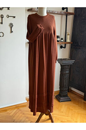 Bel Büzgülü Çift Bantlı Örme Elbise 2316 NAVRA |