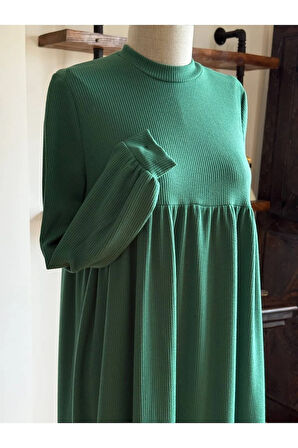 Bel Büzgülü Çift Bantlı Örme Elbise 2316 NAVRA |