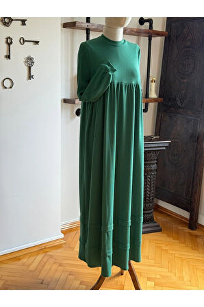 Bel Büzgülü Çift Bantlı Örme Elbise 2316 NAVRA |