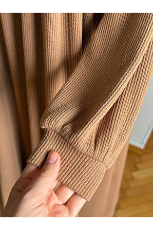 Bel Büzgülü Çift Bantlı Örme Elbise 2316 NAVRA |