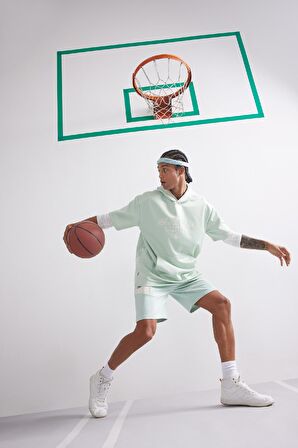 DeFactoFit NBA Golden State Warriors Oversize Geniş Kalıp Kapüşonlu Waffle Kısa Kollu Tişört D8612AX25SPGN1000