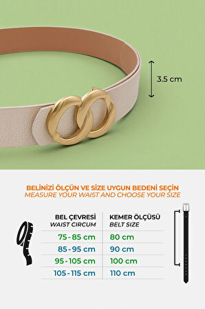 Sonsuz Gold Tokalı Ekru Kadın Kemer