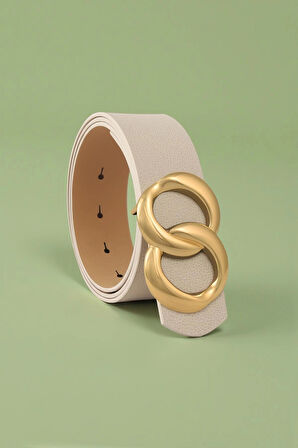 Sonsuz Gold Tokalı Ekru Kadın Kemer