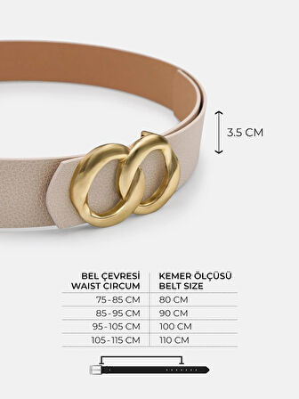 Sonsuz Gold Tokalı Ekru Kadın Kemer