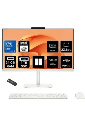 OmniStudio 24 Core 5 120U 24GB RAM 1TB SSD 23.8" FHD 75Hz W11H Beyaz All in One Bilgisayar