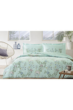 ÖZDİLEK NEVRESİM TAKIMI  RANFORCE 57 TEL ÇİFT KİŞİLİK MINT ROMANTIC TOUCH
