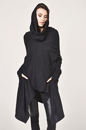 Kadın Siyah Özel Tasarım Mevsimlik Kapüşonlu Sweatshirt 5190_20150