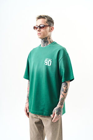 Erkek Ninety Baskılı Oversize T-Shirt Nefti