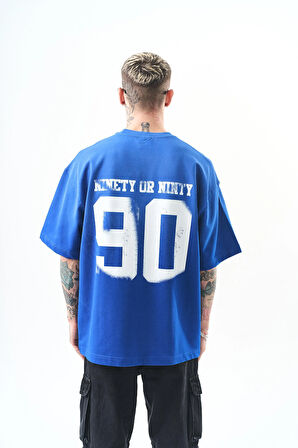 Erkek Ninety Baskılı Oversize T-Shirt Saks