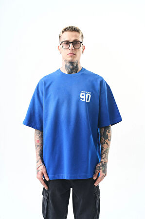 Erkek Ninety Baskılı Oversize T-Shirt Saks