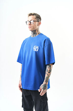 Erkek Ninety Baskılı Oversize T-Shirt Saks