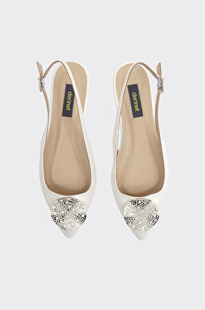 Taş Aksesuarlı Hakiki Deri Kadın Babet