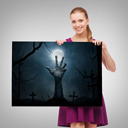 Cadılar Bayramı Mezarlık Diriliş El Duvar Tablosu-5192