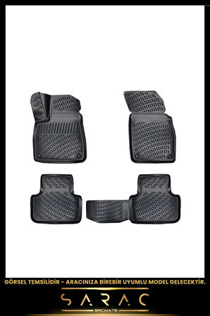 Ford Tourneo Custom Şoför 2 Yolcu Koltuğu 2021 Model Araca Özel 3d Havuzlu Paspas