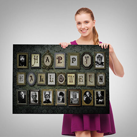 Ürpertici Karakterler Vintage Korku Filmi Cadılar Bayramı Gotik Duvar Tablosu-5195