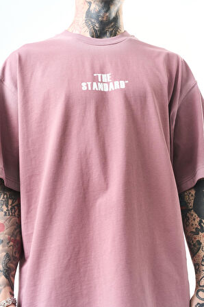 Erkek The Standard Baskılı Oversize T-Shirt Mürdüm