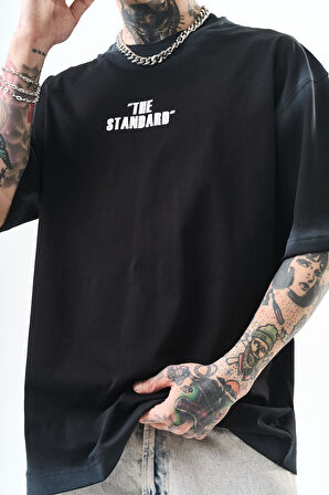 Erkek The Standard Baskılı Oversize T-Shirt Siyah