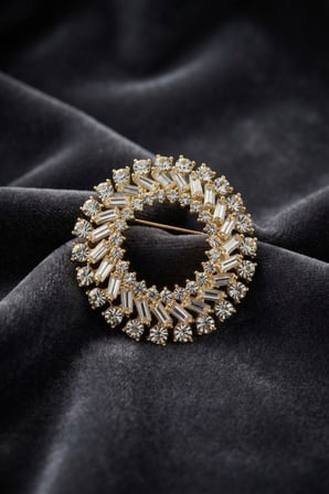 Gold Renk Zirkon Taşlı Halka Model Broş