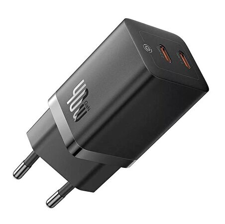Baseus Gan5 Pro 40W Çift Type-C Girişli Şarj Cihazı İphone 12 13 14 15 Pro Max Şarj Başlık Akım Koruma