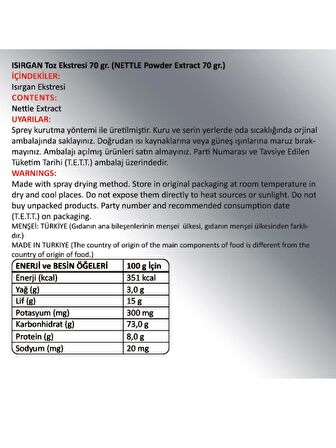 Isırgan Toz Ekstresi 70 Gr. Cam Kavanoz
