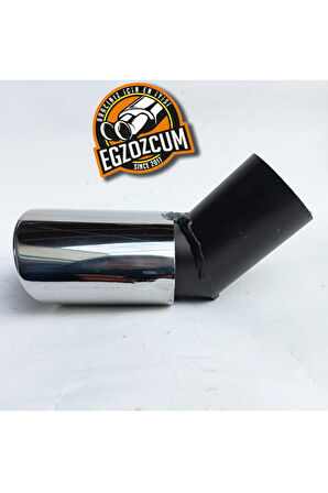 51 mm. Dirsek 90 mm çıkışlı yassı kesik tekli krom egzoz ucu eksoz