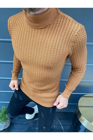 Slim Fit Naturel Pamuk Balıkçı Yaka Kazak Tüylenmeyen Rahat Esnek Dar Kesim Triko Kazak